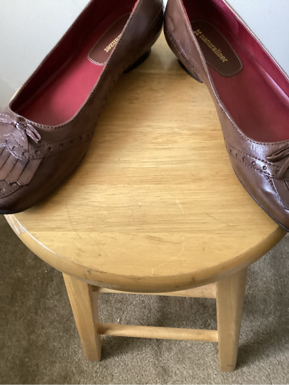 Naturalizer Brown Leather Kiltie Fringe Slip-On Loafers - Picture 5 of 6